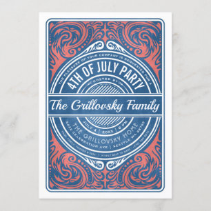 4 juillet Invitations BBQ Rouge Blanc & Bleu