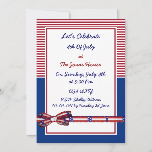 4 juillet invitations de la fête de l'indépendance (Devant)
