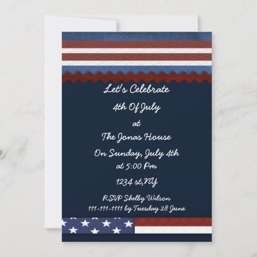 4 juillet invitations de la fête de l'indépendance (Devant)