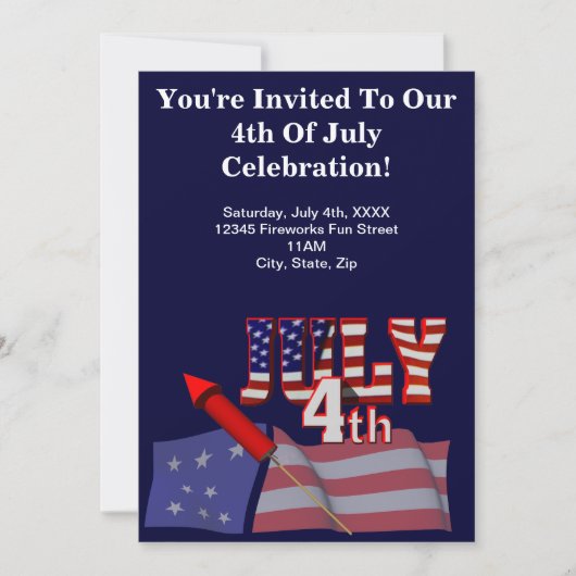 4 juillet invitations de partie (Devant)