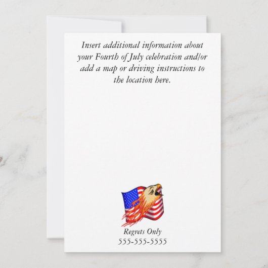 4 juillet invitations de partie (Dos)