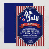 4 juillet Invitations du BBQ Party (Devant / Derrière)