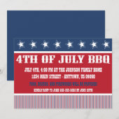 4 juillet invitations rustiques de BBQ (Devant / Derrière)