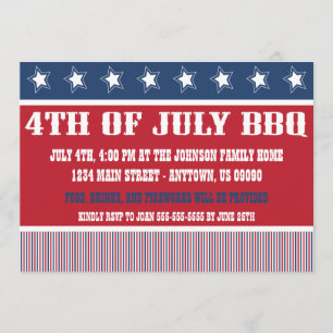 4 juillet invitations rustiques de BBQ