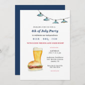 4 juillet Jardin BBQ Faire-part (Devant / Derrière)