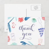 4 juillet merci carte postale, étoiles et rayures (Devant / Derrière)