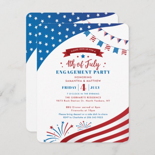 4 juillet Mission Red White Invitation (Devant / Derrière)