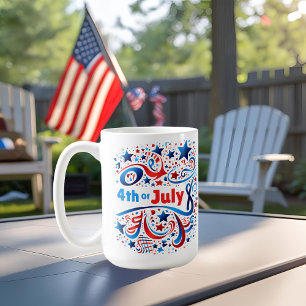 4 juillet Mug de fête avec rouge, blanc et bleu