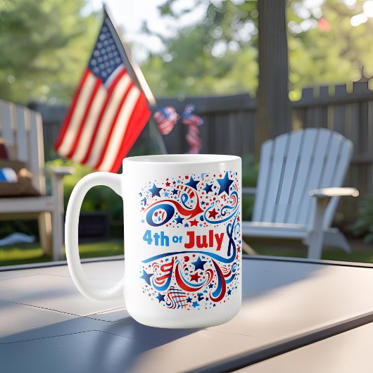 4 juillet Mug de fête avec rouge, blanc et bleu