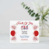 4 juillet Patriotic Gnomes BBQ Invitation Carte po (Debout devant)