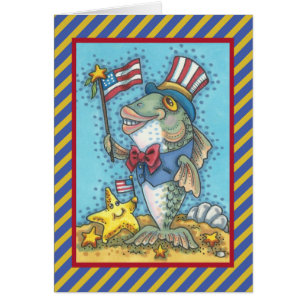 4 juillet PATRIOTIQUE POISSON GREECARD VERSE