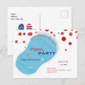 4 juillet Piscine Flip Flops Invitation Carte post (Devant / Derrière)