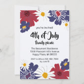 4 juillet Retro Floral Party Invitation (Devant)