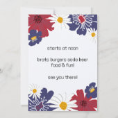 4 juillet Retro Floral Party Invitation (Dos)