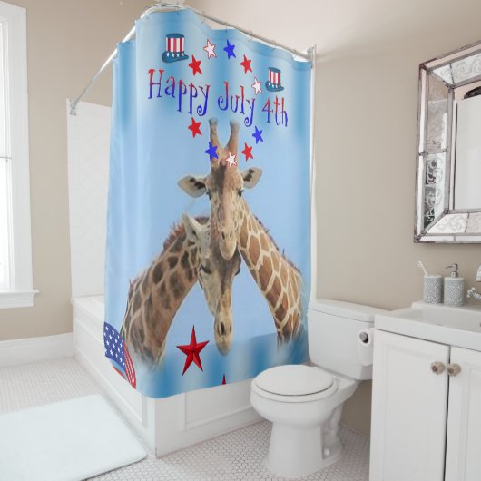 4 juillet rideau de douche Giraffe (En situation)