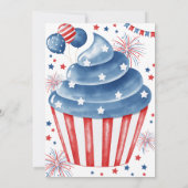 4 juillet Rouge Blanc Bleu Invitation Anniversaire (Dos)