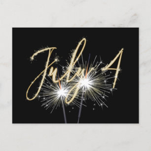 4 juillet Sparklers sur carte postale Black Holida