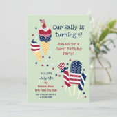 4 juillet Sweet Birthday Girl Party Invitation (Debout devant)