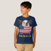 4 juillet T-shirt bleu foncé pour enfants (Devant entier)
