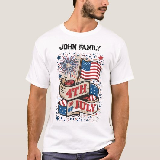 4 juillet. T-shirt famille de la journée de l'indé (Devant)