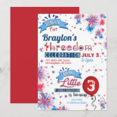 4 juillet Trois fêtes d'anniversaire Invitation d' (Devant / Derrière)