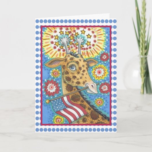4 juillet, VERS CARTE DE SALUT GIRAFFE PATRIOTIQUE (Devant)