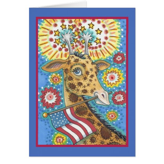 4 juillet, VERS CARTE DE SALUT GIRAFFE PATRIOTIQUE (Devant)