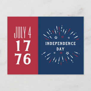 4 juli 1776 Amerikaanse USA Independence Day Firew Feestdagenkaart