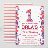 4 juli 1 verjaardagsfeestje kaart (Voorkant / Achterkant)