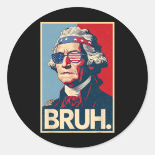 4 juli 2025 George Washington Bruh. Meme Patr Ronde Sticker