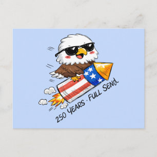 4 juli, 250 jaar adelaar op vuurwerk feestdagenkaart