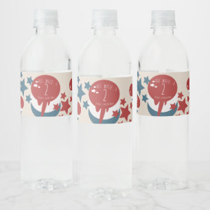 4 juli 2e verjaardag ijs sterren waterfles etiket