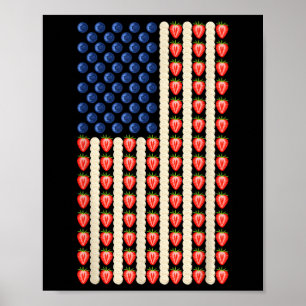 4 juli Aardbei Jello USA Flag Cake Mannen Wom Poster