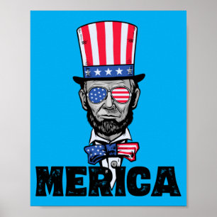4 juli Abe Lincoln Amerika Bzr Grappige Kinderen Poster