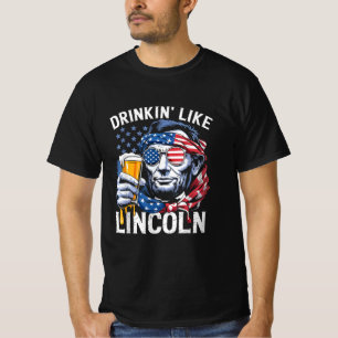 4 juli Abe Lincoln Bierdrinken als Lincoln T-shirt