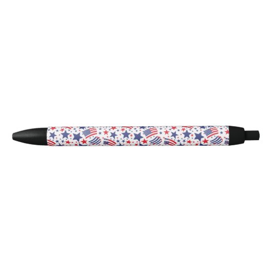 4 juli Abstract patriottisch patroon Zwarte Inkt Pen (Voorkant)
