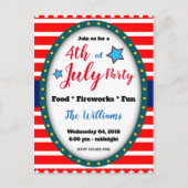 4 juli achtertuinfeest uitnodigingskaart uitnodiging briefkaart (Voorkant)