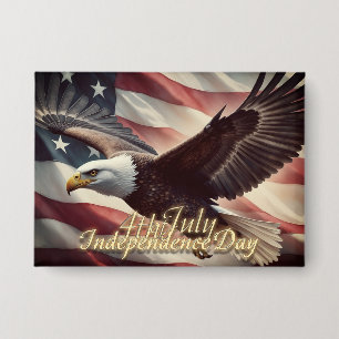 4 juli-adelaar met Amerikaanse vlag Button