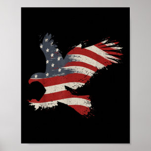 4 juli adelaar met Amerikaanse vlag cadeau T-shirt Poster