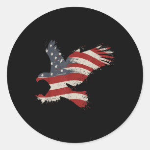 4 juli adelaar met Amerikaanse vlag cadeau T-shirt Ronde Sticker