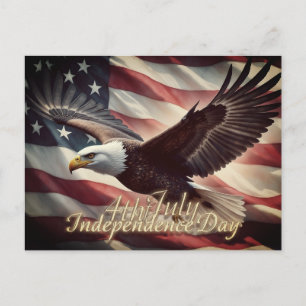 4 juli Adelaar met Amerikaanse vlag Feestdagenkaart