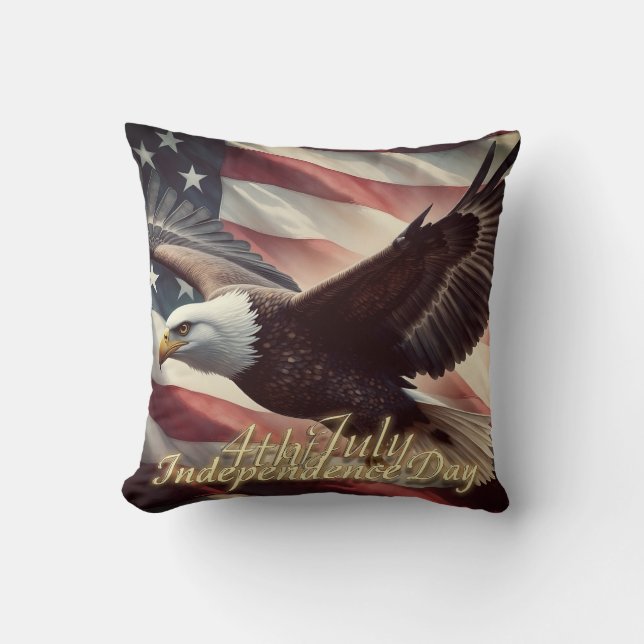 4 juli adelaar met Amerikaanse vlag Kussen (Voorkant)