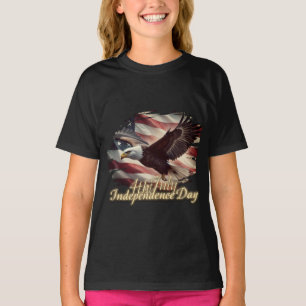 4 juli-adelaar met Amerikaanse vlag T-shirt