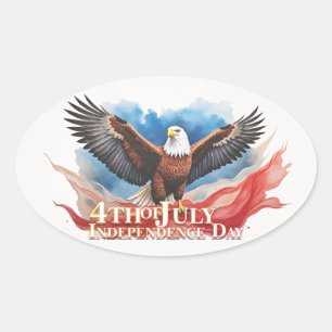 4 juli adelaar – Patriottisch kunstontwerp Ovale Sticker