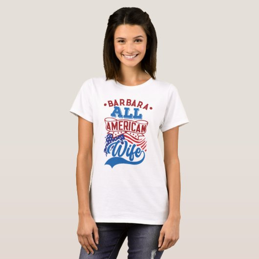 4 juli Alle amerikaanse echtgenote patriottische f T-shirt (Voorkant volledig)