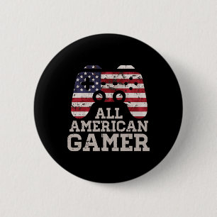 4 juli Alle Amerikaanse Gamer Patriot Mannen Boys Ronde Button 5,7 Cm