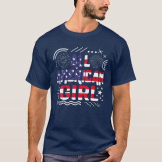 4 juli : alle Amerikaanse meisjes vuurwerk Verenig T-shirt
