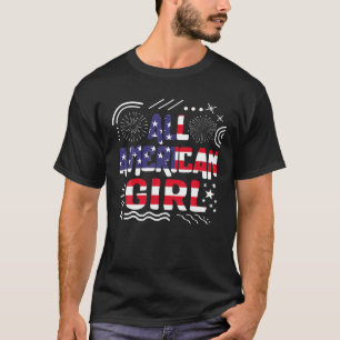 4 juli : alle Amerikaanse meisjes vuurwerk Verenig T-shirt