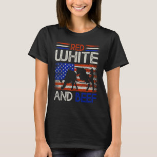 4 juli American Flag Cattle Koe Rood wit en T-shirt