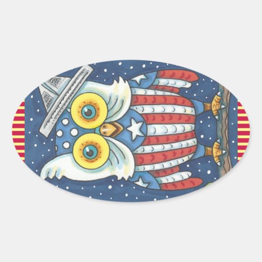 4 JULI AMERICAN HOOT OWL STICKERS Oval *Datablad (Voorkant)